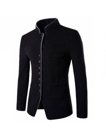 Stand Collar Single-Breasted Blazer
